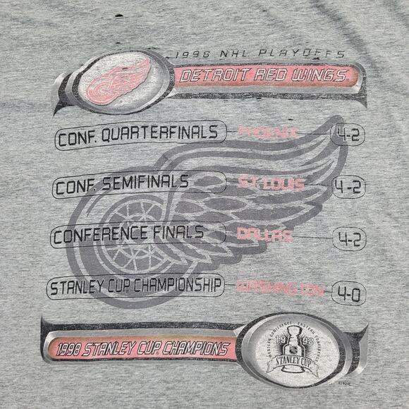 Vintage 1998 Detroit Red-Wings Shirt XL 24x28 Stanley-Cup Distressed - Picture 11 of 16